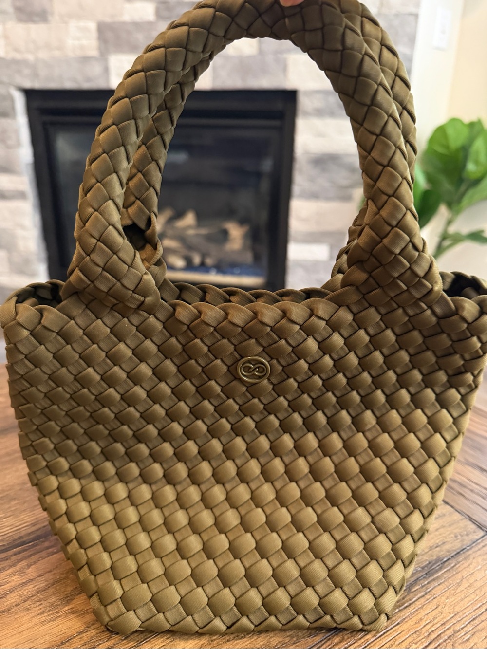CALIA by Carrie Underwood Olive Woven Mini Tote